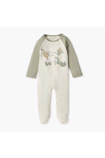 Juniors بدلة نوم مطبوعة بأقدام مغلقة وأكمام طويلة