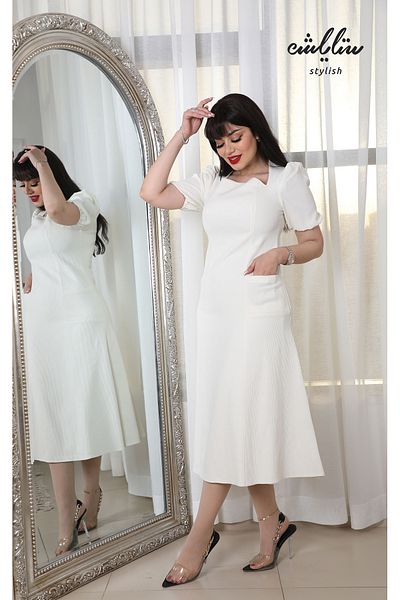 Stylish Elegant white midi dress