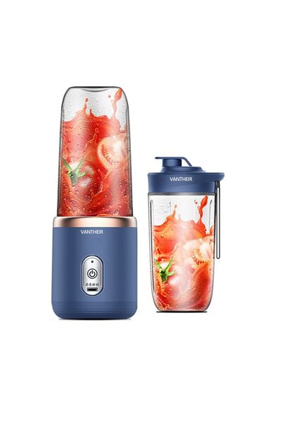 dalimag Mini blender electric wireless VANTHEIR, cu 2 vase x 400ml, 6 Lame din otel inoxidabil, Multifunctio