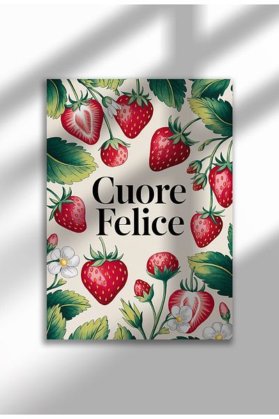 21mxm Imprimeu mediteranean, poster pe pânză cu fructe și flori, decor de perete fără ramă