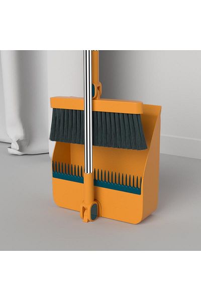 OEM Cleaning set with broom and dustpan with comb, orange