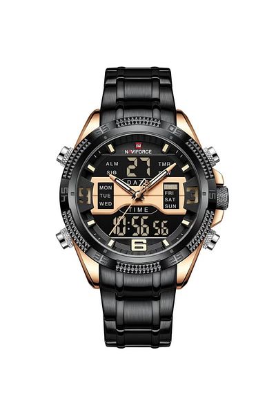 Naviforce Analog-Digital Watch – Stainless Steel Strap, Multifunction Chronograph, Business & Casual Style