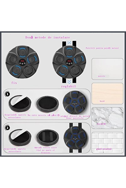 OEM Electronic music punching bag with built-in speaker, Bluetooth (9 speed modes), LED strike-zone, wal