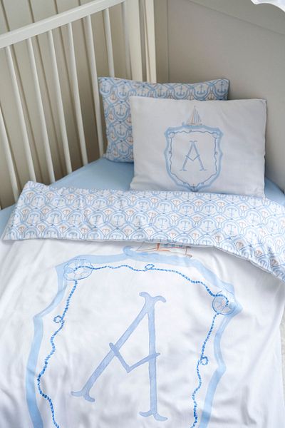 NOU Letter Series Letter a Baby Size Duvet Cover Set (100X150) - Noble Serie - Blue