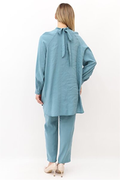 Yaqa Rayon Aruba Pantolonlu Takım - Petrol