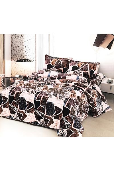 FIONNA.RO Cocolino Fur Blanket and Pillowcase Set - Abstract Brown