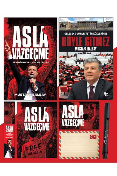 Halk Kitabevi Never Give up - Bookmark - Postcard - Poster - It Doesn'T Go Like That - Atatürk Signature Printed Pen