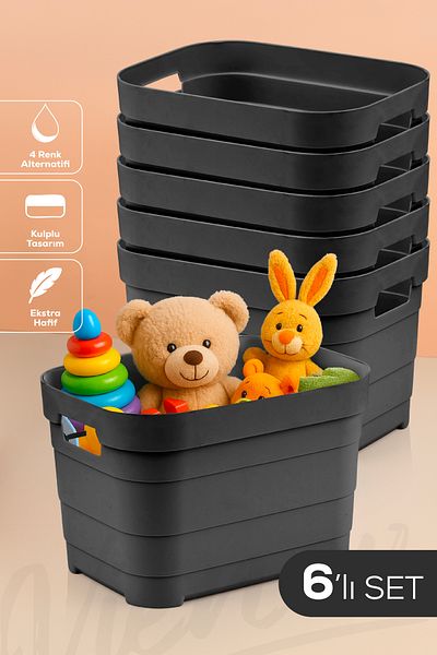 Vienev Кутия за съхранение от 6 части, 5 литра, антрацит