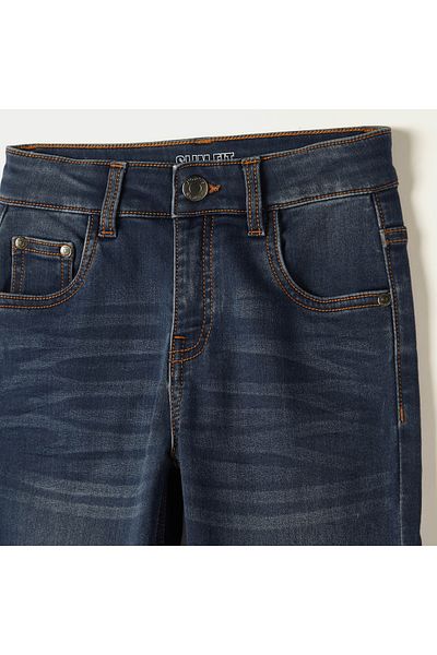 Juniors Solid Jeans with Button Closure and Pockets
