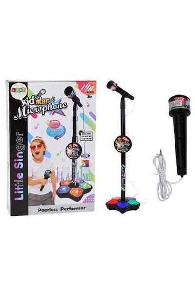 LeanToys Adjustable Microphone with Stand for Kids, LEANToys, Black, 333x225 mm