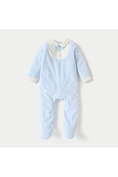 giggles بدلة نوم بنقشة نجوم وأقدام مغلقة مع تفاصيل فيونكة وإغلاق بأزرار