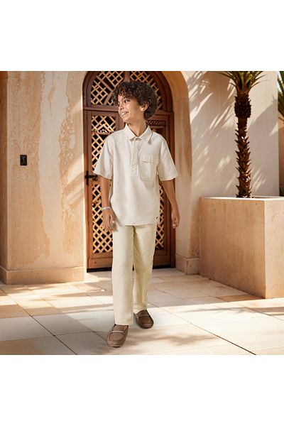 ELIGO Solid Pants with Pockets and Button Closure