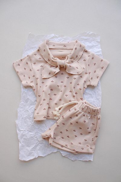 Oh La La Koala For Little Ones Leaf Print Camisole Collar Tie Suit