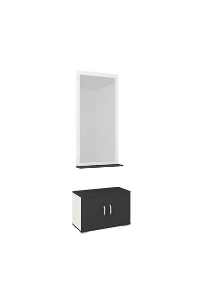 haaus Como Shoe Rack With Mirror, Anthracite/White, 66 X 35 X 45 Cm