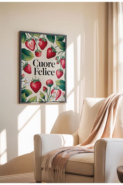 21mxm Imprimeu mediteranean, poster pe pânză cu fructe și flori, decor de perete fără ramă