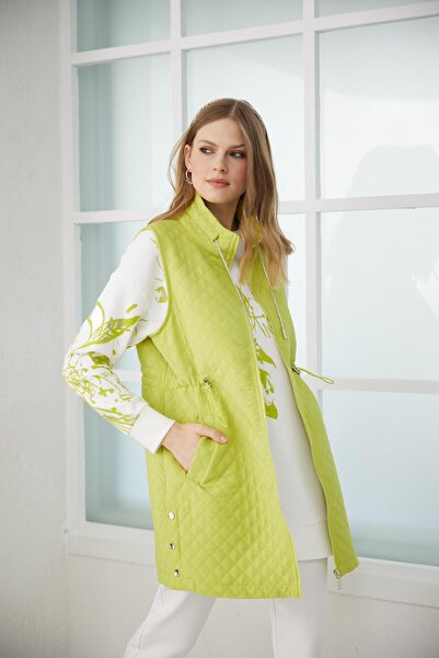 Moodbasic Çıt Çıt Detaylı Kapitone Yelek - Lime