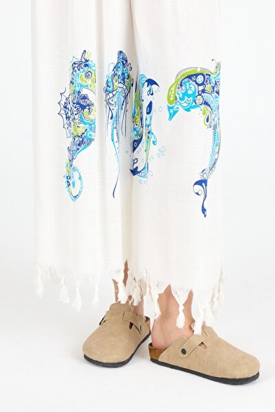 Mulberry Women's White Bamboo Trouser Skirt |   Beach & Pool & Daily Use