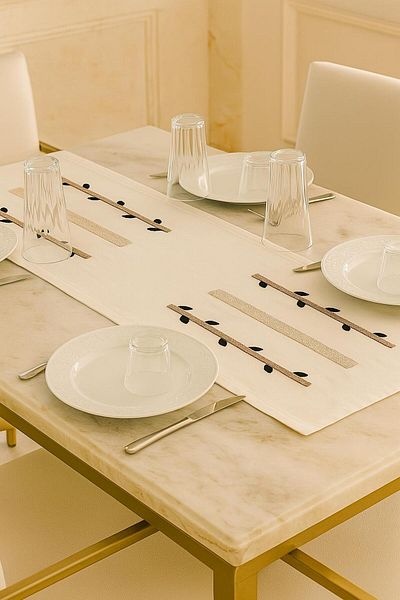 HD HOME COLLECTİON Bohemian Branch Σειρά Λινό Punch Runner 40*110 cm (PANÇ)