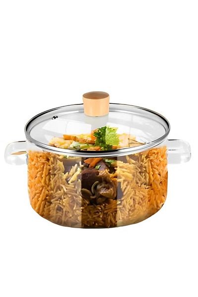 DLC 1.8 L Glass Cooking Pot – Heat-Resistant Borosilicate Pot with Lid for Stove & Oven Use