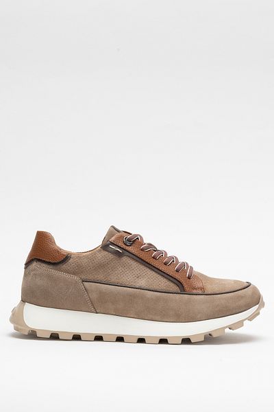 Dericlub Deri̇club Men's Thick Sole Lace-Up Casual Shoes Real Suede Leather Cr 2683 Mink