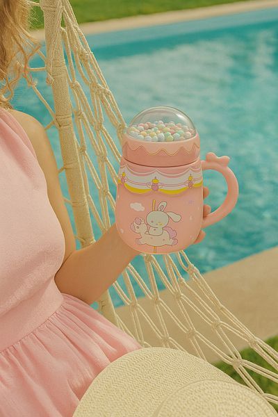 İNTER LİFE Carousel Patterned Porcelain Mug with Lid Making up the Difference Cute Mug Cup Gift