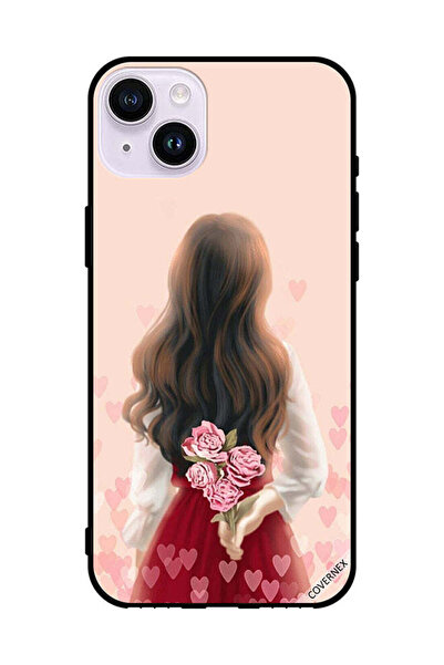 Covernex غطاء حماية لهاتف أبل آيفون 14 - فتاة تخفي الزهور