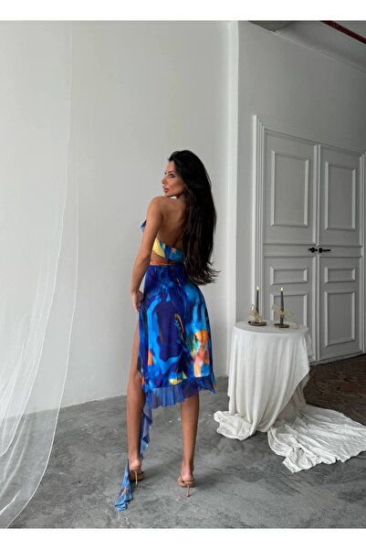 tellevolle boyundan baglamalı kollu veya kolsuz kullanıla bılen elbise