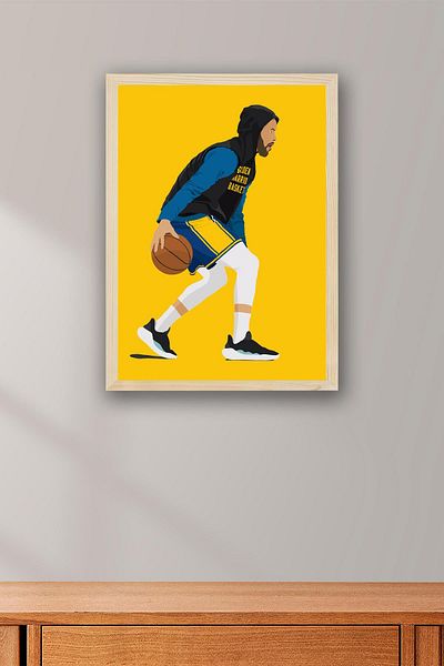 Saturn Stephen Curry Framed Painting - Basketball Nba Poster Painting