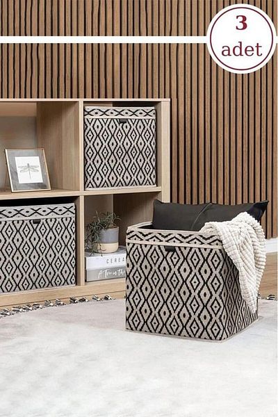 Tex Republic (3 ΤΕΜ) Bohe Shelf Organizer Organizer Κουτί, Κουτί αποθήκευσης, 30 x 30 x 30 cm