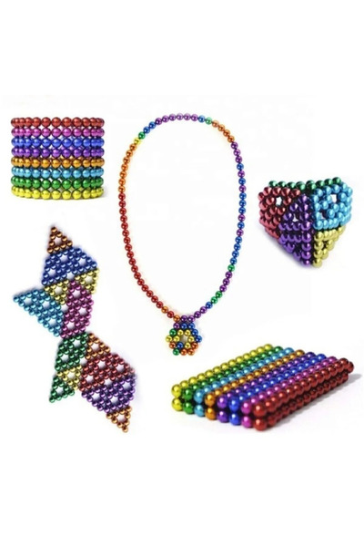 Unichrome 216 Adet 5mm Manyetik Top Seti Sihirli Mıknatıslı Küp Yapı Oyuncak Stres Rahatlama Eğlenceli