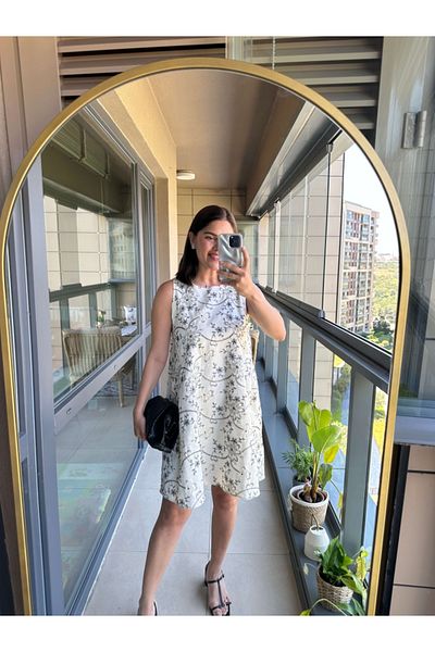 Elif Özbey Butik Ecru Embroidery Patterned Dress