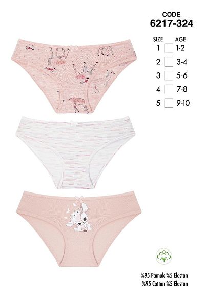 Cicito Girl's Cotton Lycra Colorful Bikini Panties 3 Pack 6217