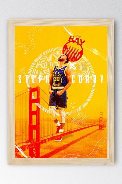 Saturn Stephen Curry Framed Painting - Basketball Nba Poster Painting