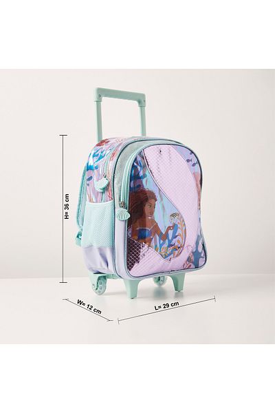 Simba Disney Little Mermaid Print Trolley Backpack with Retractable Handle - 14 inches