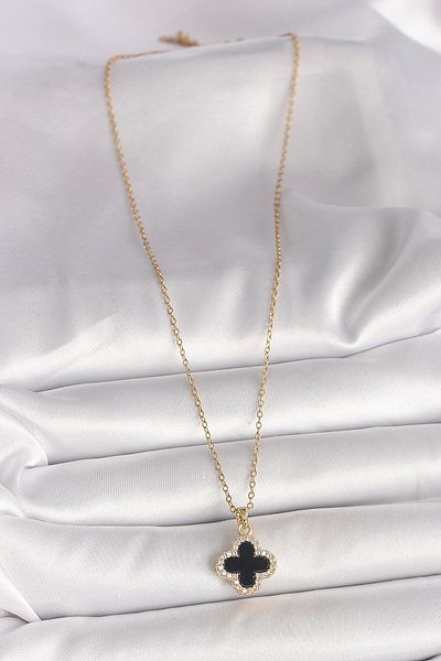 NETWORK ART Bfs 316L Steel Gold Color Chain Zircon Stone Clover Model Women's Necklace