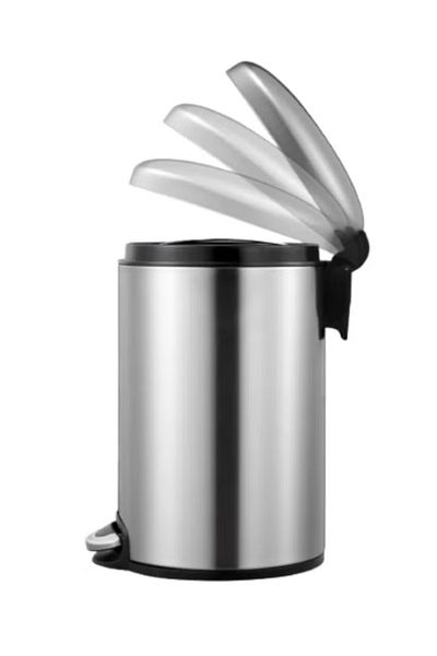 EKO MAGGEY 12L Step Trash Bin – Metallic Grey, Soft-Close Lid, Brushed Stainless Steel Finish