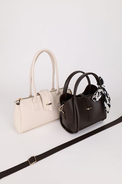 NOTHING Women's Gold Accessory Detailed Scarf Gift Set of 2 Hand Shoulder and Crossbody Bags Rayaroma