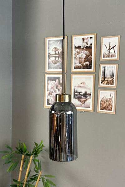 Bamyum Windy Cam Füme Tekli Avize İnce Eskitme Başlık Retro Sarkıt Lamba Salon Aydınlatma