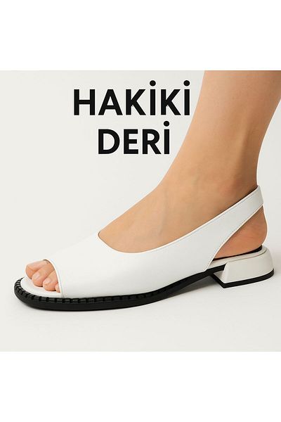 NEWGÜLTEKİN Genuine Leather Hidden Running Rubber on the Heel Very Stylish Sandals