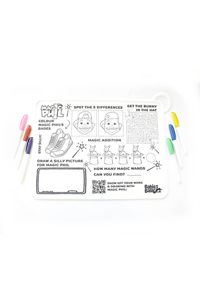 Babies Basic سجادة تلوين سيليكون قابلة لإعادة الاستخدام مع أقلام وحقيبة سفر -...