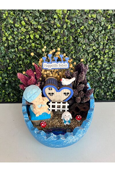 Erkek Bebek Dekoratif Yenidoğan Hediyelik Teraryum