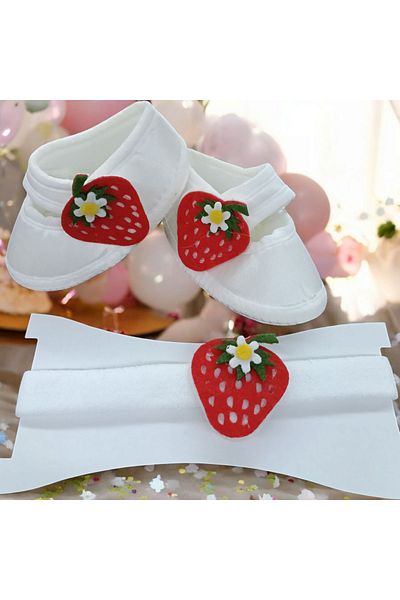 ÖZKARDEŞLER BABY Özkardeşler Baby Floral Fruity Baby Shoes and Bandana Set