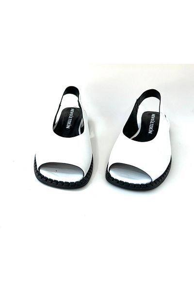 NEWGÜLTEKİN Genuine Leather Hidden Running Rubber on the Heel Very Stylish Sandals