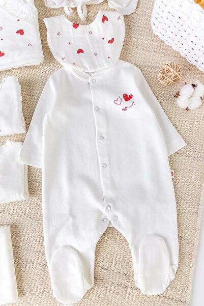 Babymod Heart Patterned Muslin 100% Cotton Set of 10 Baby Girl Hospital Release Baby Set