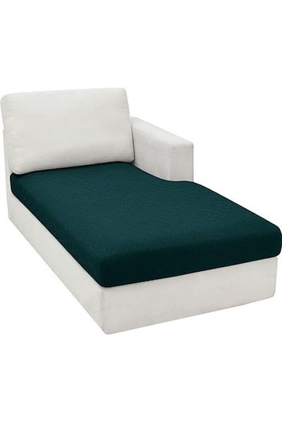 OEM Husa pentru extensie canapea, in forma de L, cu model, verde inchis