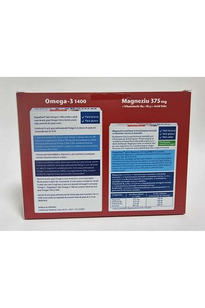 Doppelherz Aktiv Omega 3 1400 + Magneziu 375mg x 20 plicuri Pachet Aniversar