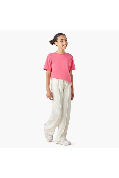 Juniors Panelled Track Pants with Drawstring Closure and Pockets
