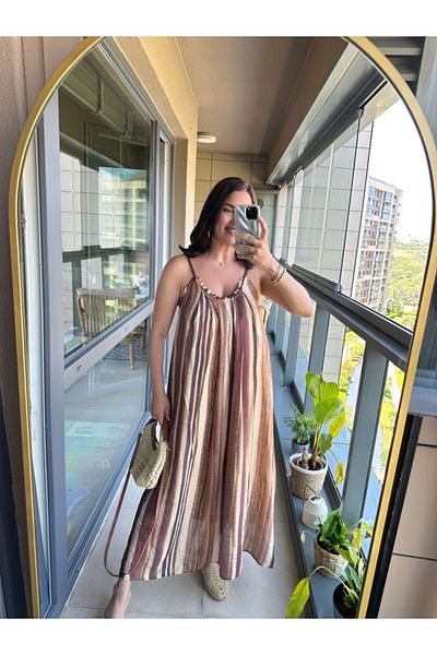 Elif Özbey Butik Λεπτομερές φόρεμα με χάντρες καφέ