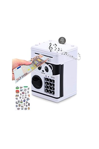 stuffix Pusculita pentru copii Stuffix®, model panda, cu cod si ATM, 20.5x15x15 cm