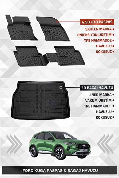 Sahler Ford Kuga 2020+ Uyumlu 4.5D Premium Havuzlu Oto Paspas ve Liner Marka ...